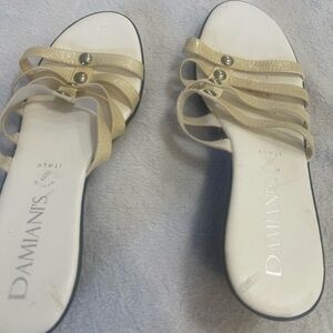 White and cream Damian’s size 9 Slide Sandals for Women.  SKU 2965